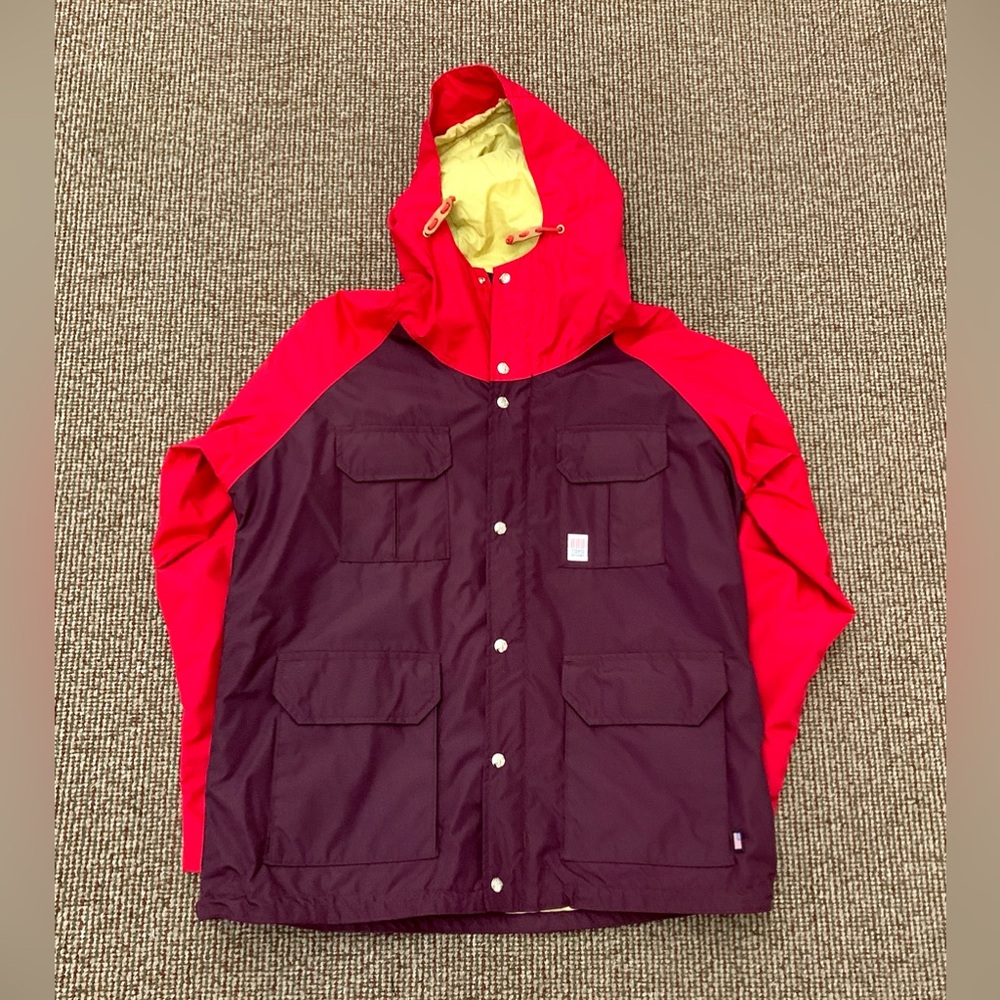 Men's XL Topo Designs Waterproof Colorblock Hooded Mountain Jacket